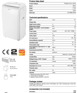 Qlima P534 klimatyzator mobilny klimatyzacja mobilna przenośna 11